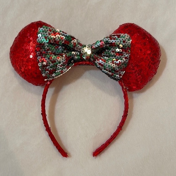 Disney Mini Mouse Ears Headband Red Sequin - Picture 1 of 3